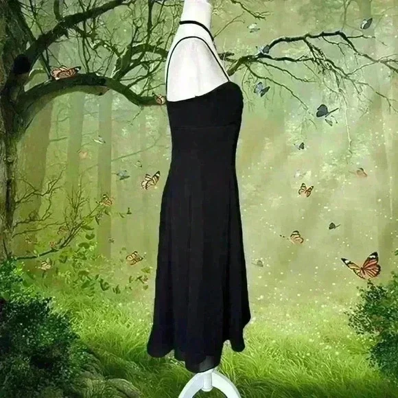 Y2k 90s Black Minimalistic MIDI Dress Size 6 - Picture 7 of 8